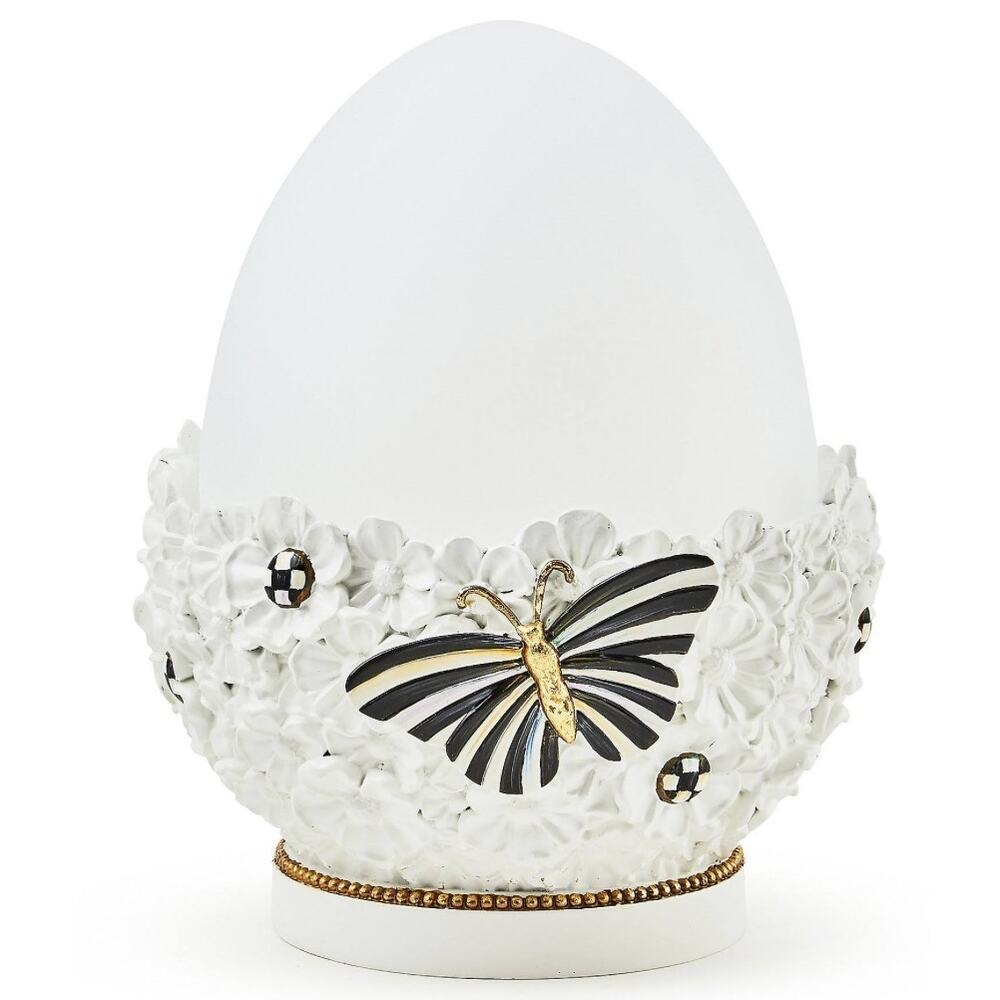 MACKENZIE-CHILDS White Rabbit Illuminated Egg NEW